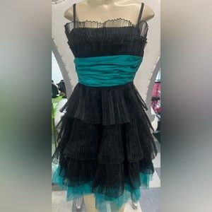 Betsey Johnson size 6 dress teal blue and black cocktail party dress new